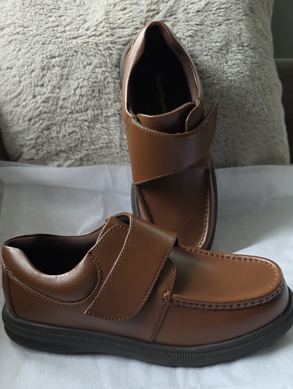 Hush Puppies Men's Brown Velcro Slip-On Loafers